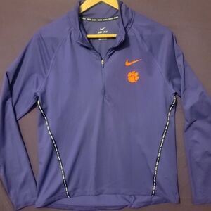 Nike Women's Purple Quarter-Zip Long Sleeve Clemson Tigers Pullover. Size L.